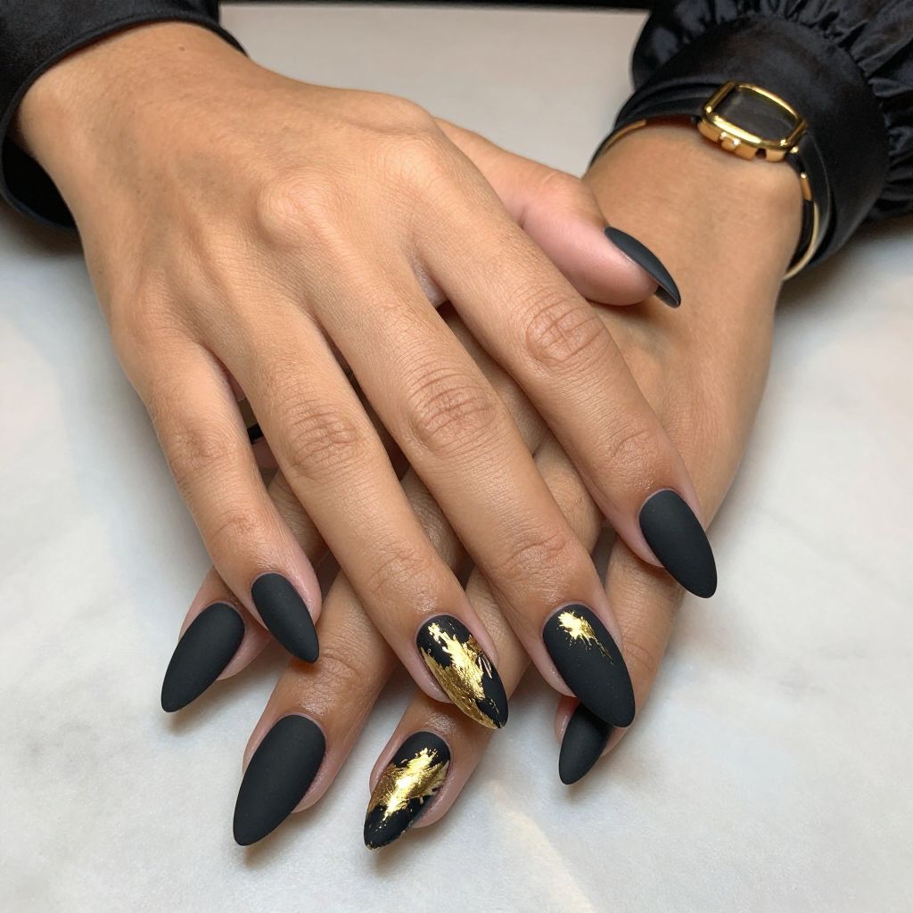 Matte Black with Gold Foil Tips