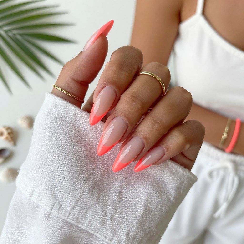 Neon Coral Tips with Clear Base