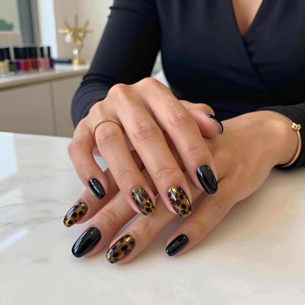 Glossy Black Base with Tortoise Shell Accent