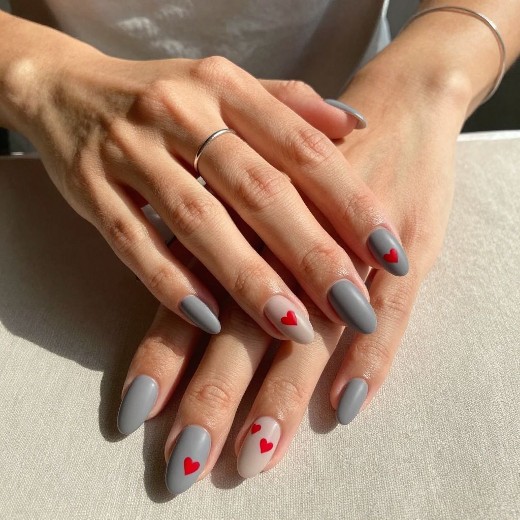 Soft Gray with Red Details