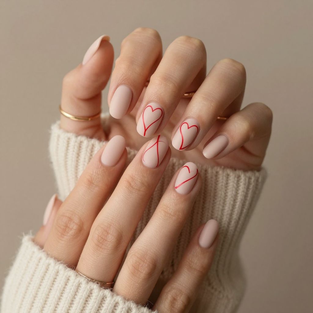 Nude Matte with Red Line Art