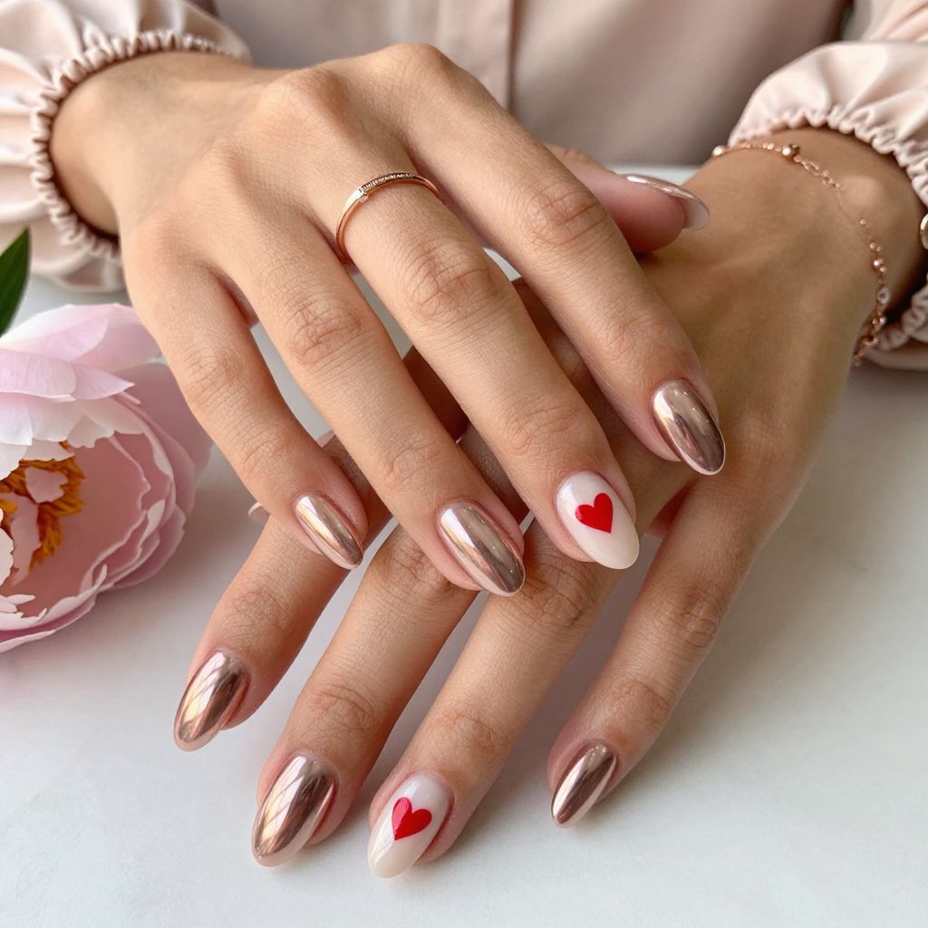 Rose Gold Chrome with Heart Accents