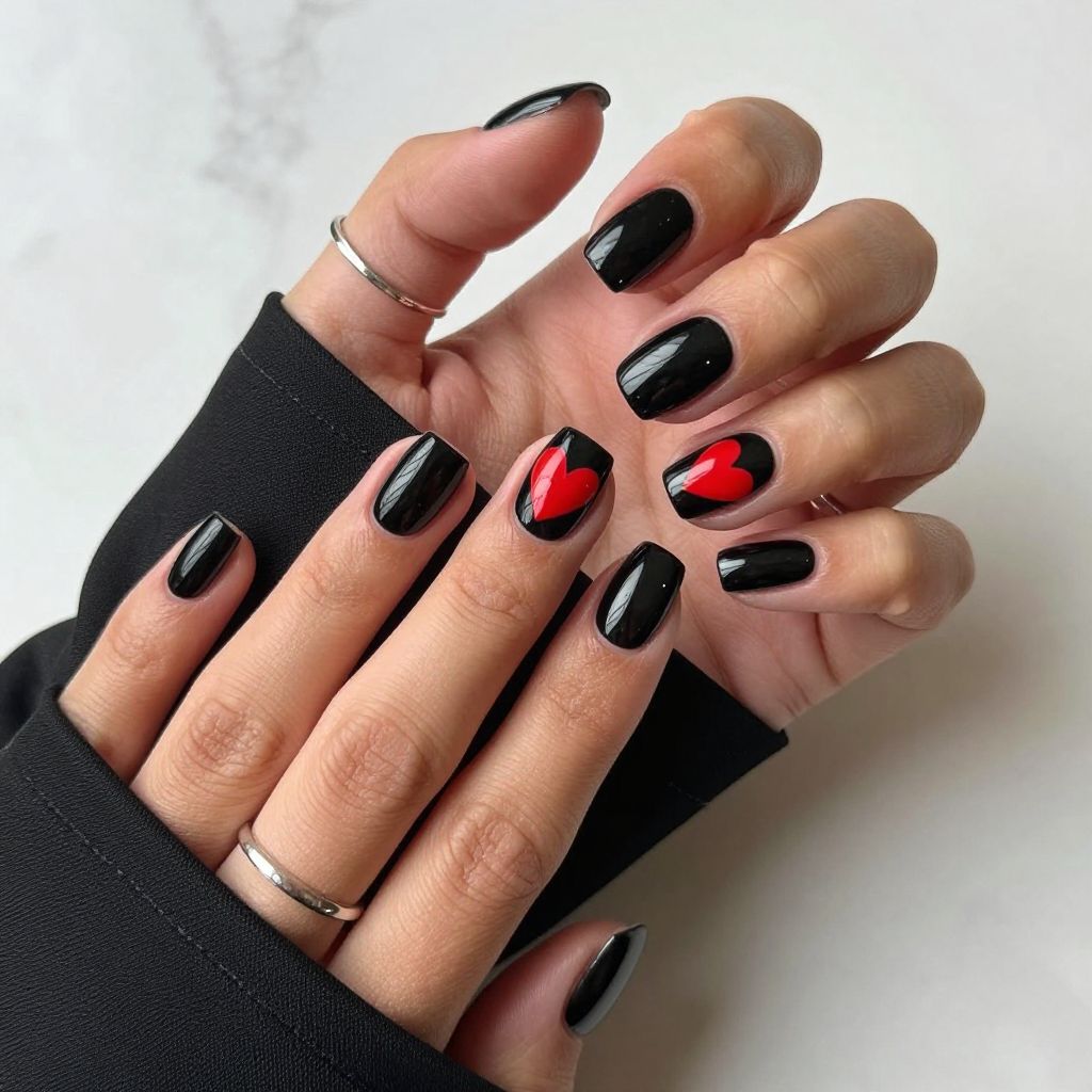 Bold Black and Red Hearts