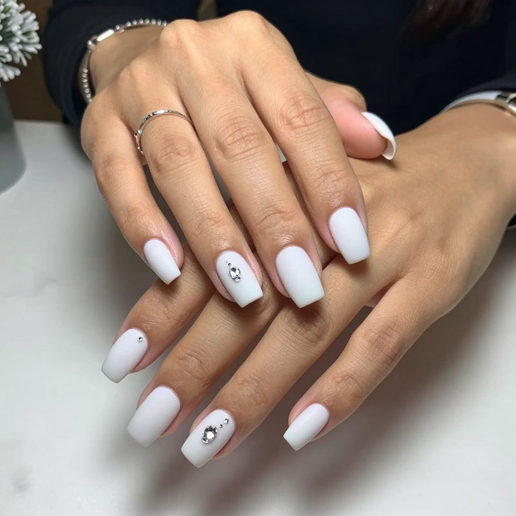 Frosted White Chrome with Crystal Accents