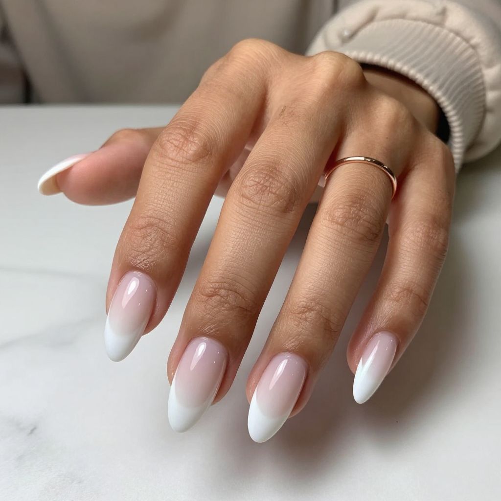 White Chrome Ombre Fade to Transparent Tips