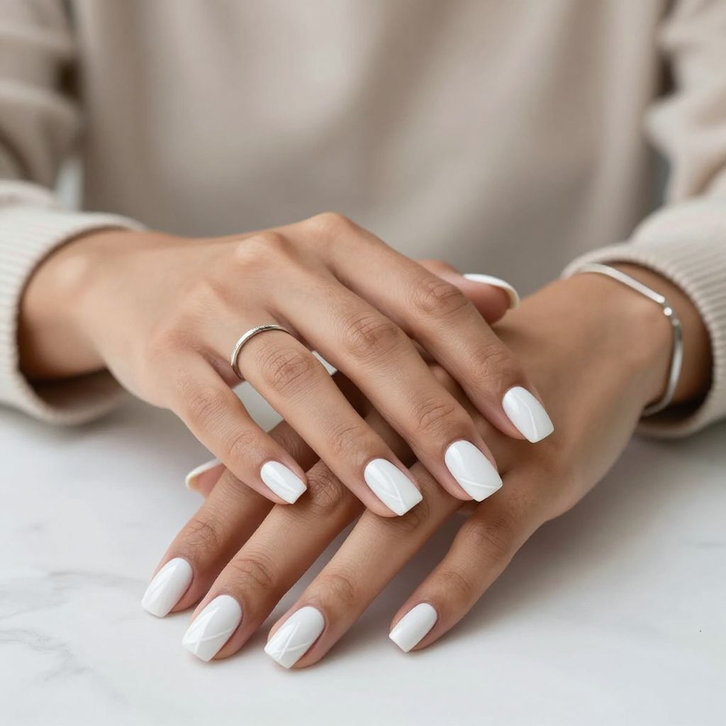 Monochrome White Chrome with Subtle Chevron Lines