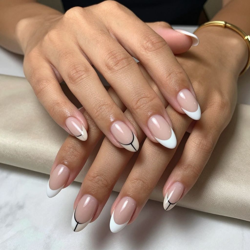 White Tips with Thin Black Line Accent