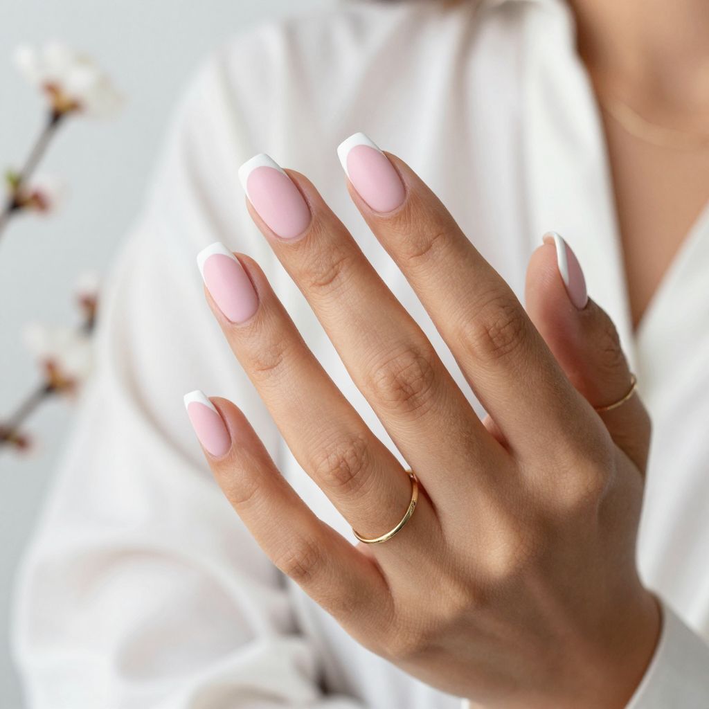 White Tips with Matte Pastel Pink Base