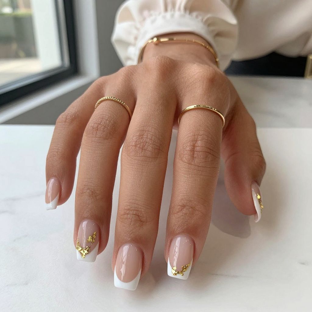 White Tips with Gold Foil Accents