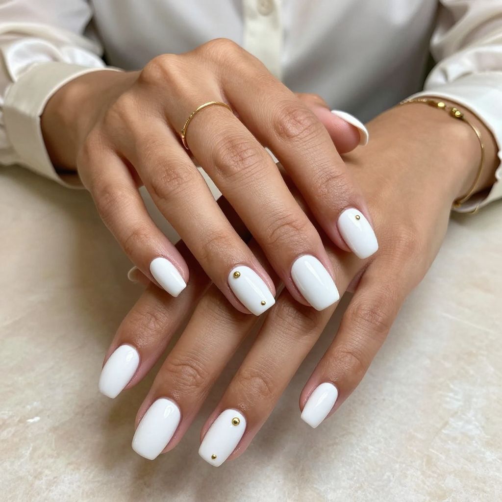 Classic Oval White With A Gold Stud Accent