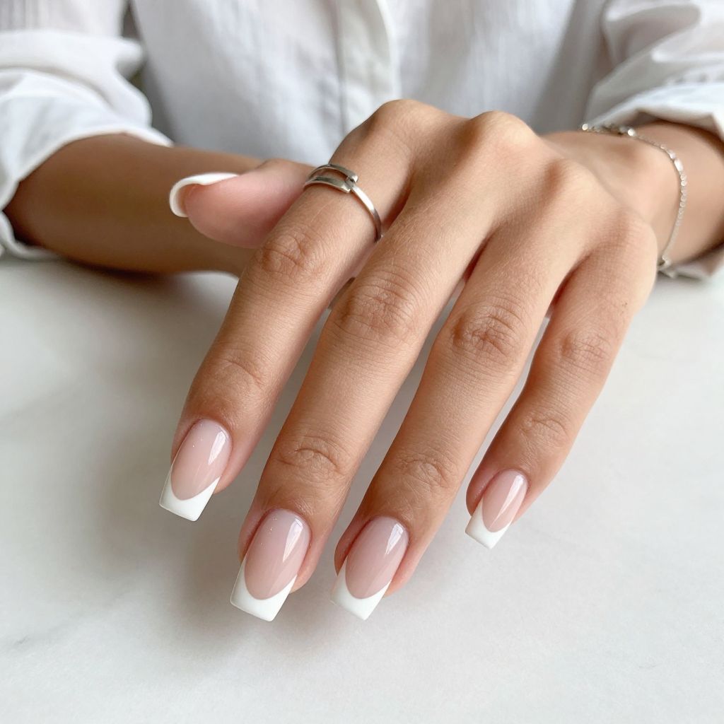 Geometric White Tip with Clear Negative Space