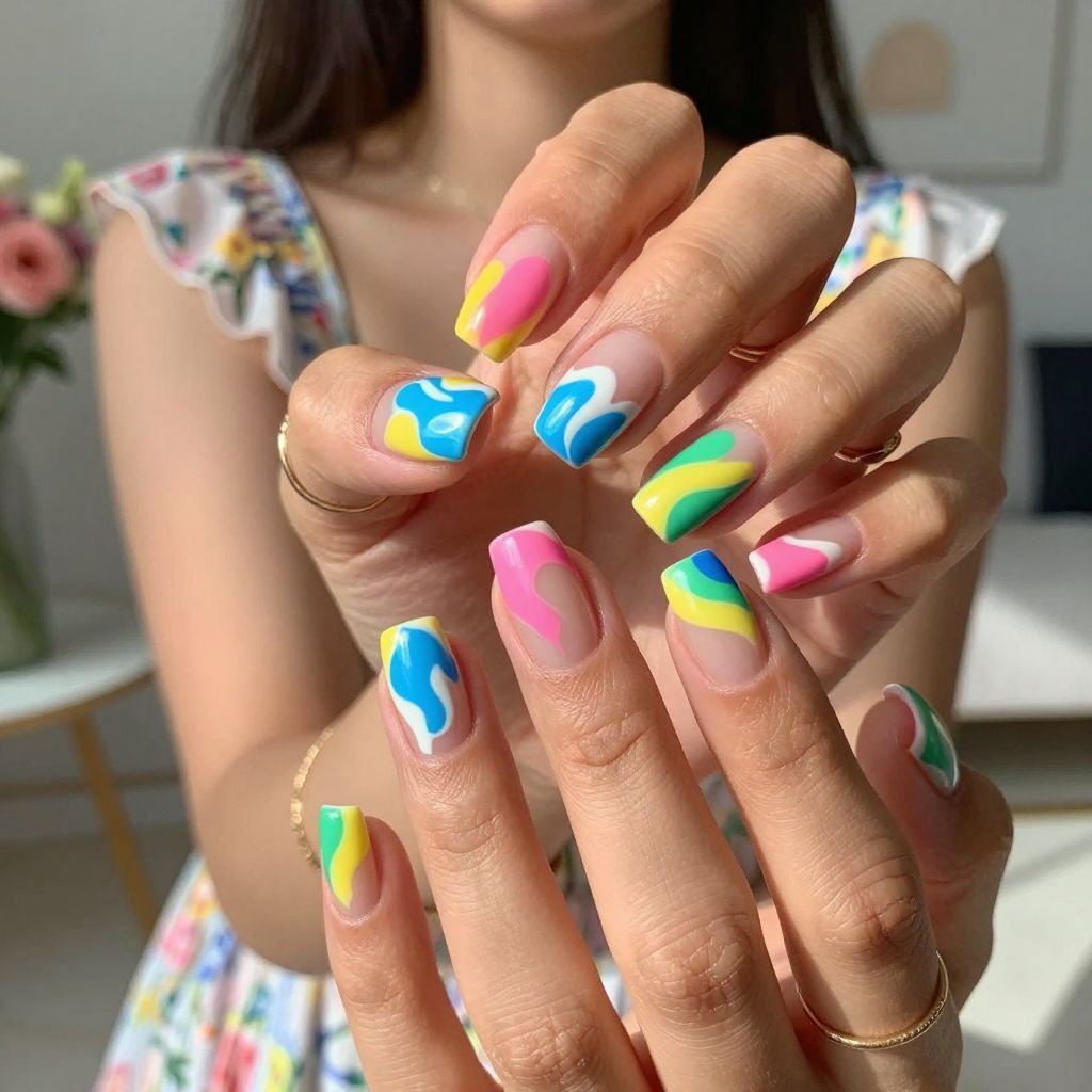 Abstract White Tips on Colorful Bases