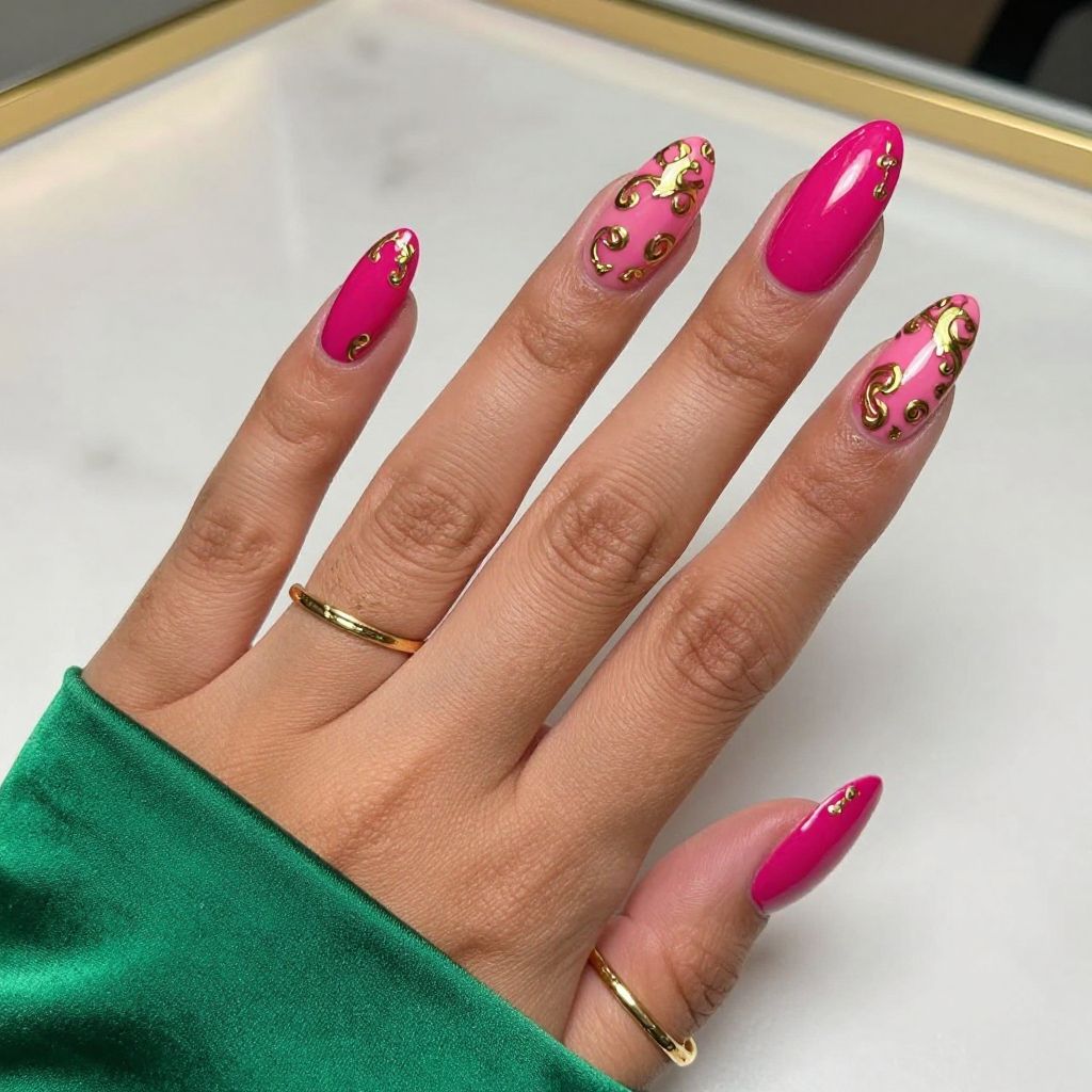Fuchsia and Gold Baroque Drama