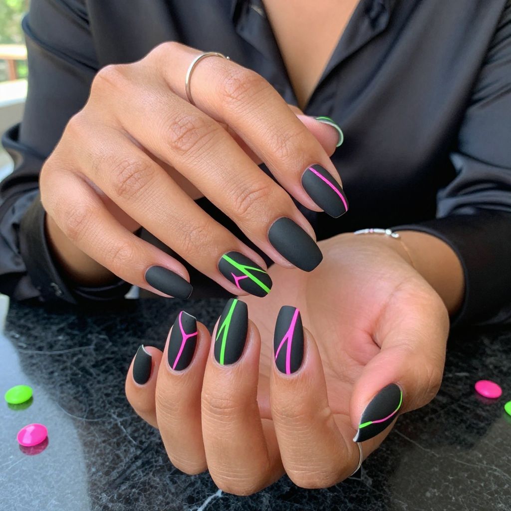 Matte Black with Neon Accents