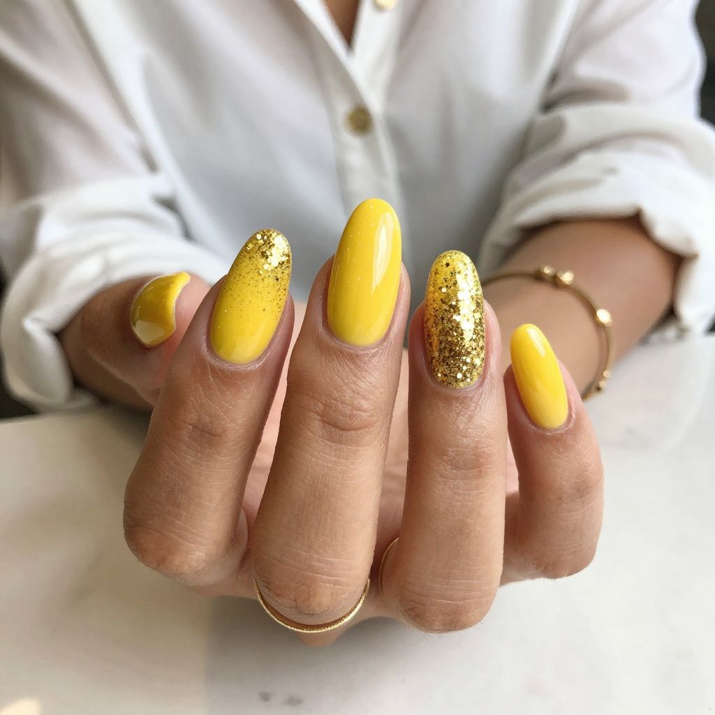 Vibrant Yellow with Glitter Gradient