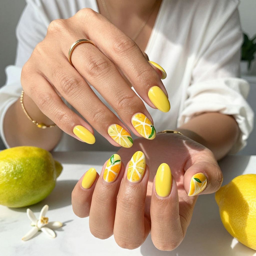 Citrus Slice Nail Art