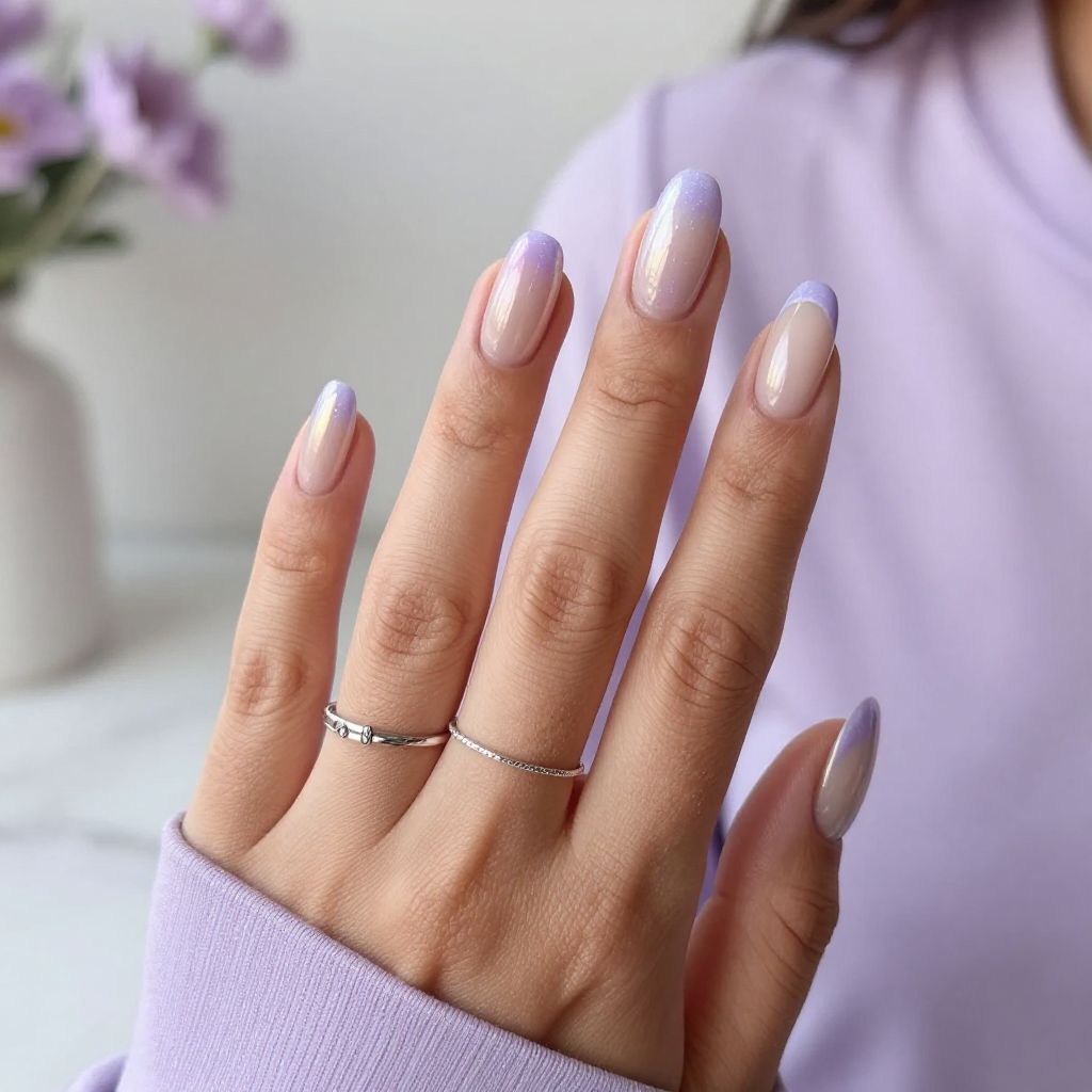 Iridescent Lavender Tips with Clear Base
