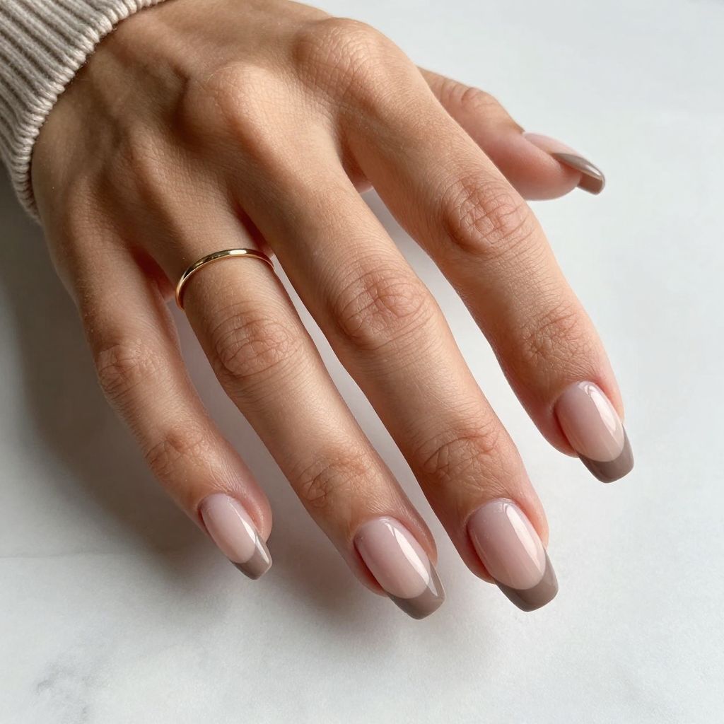 Matte Taupe Tips with Glossy Clear Base