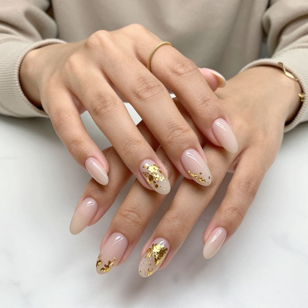 Subtle Sheer Nude with Gold Flakes