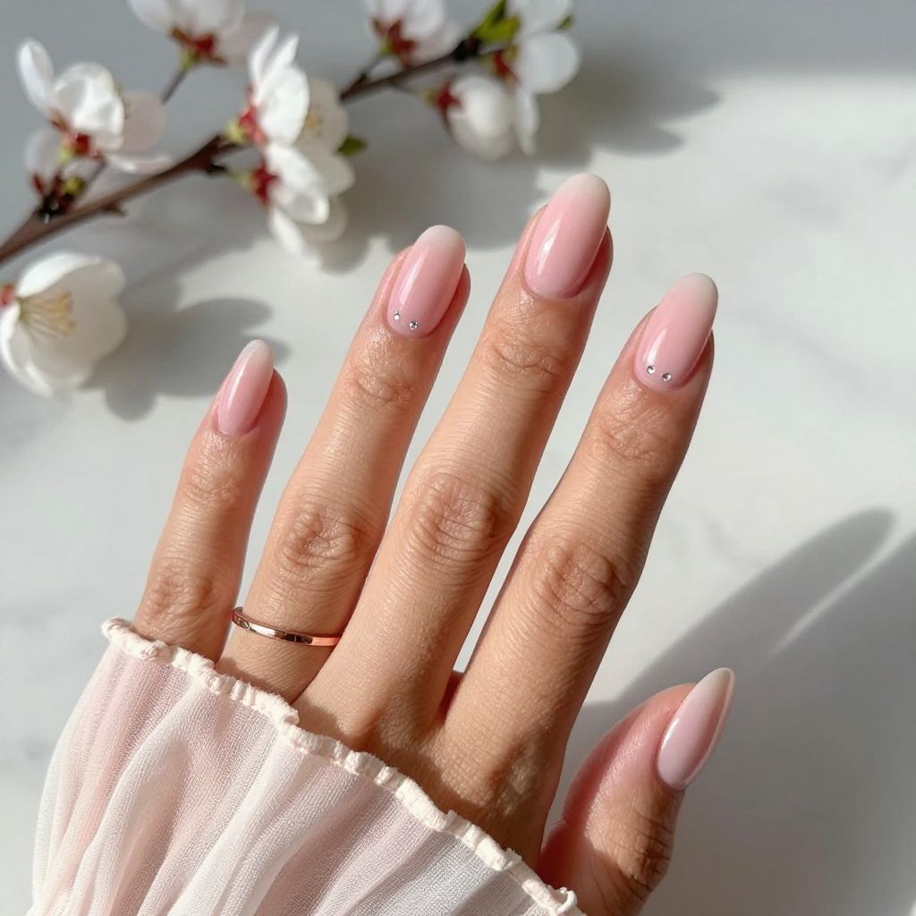 Soft Blush Ombre with Tiny Crystals