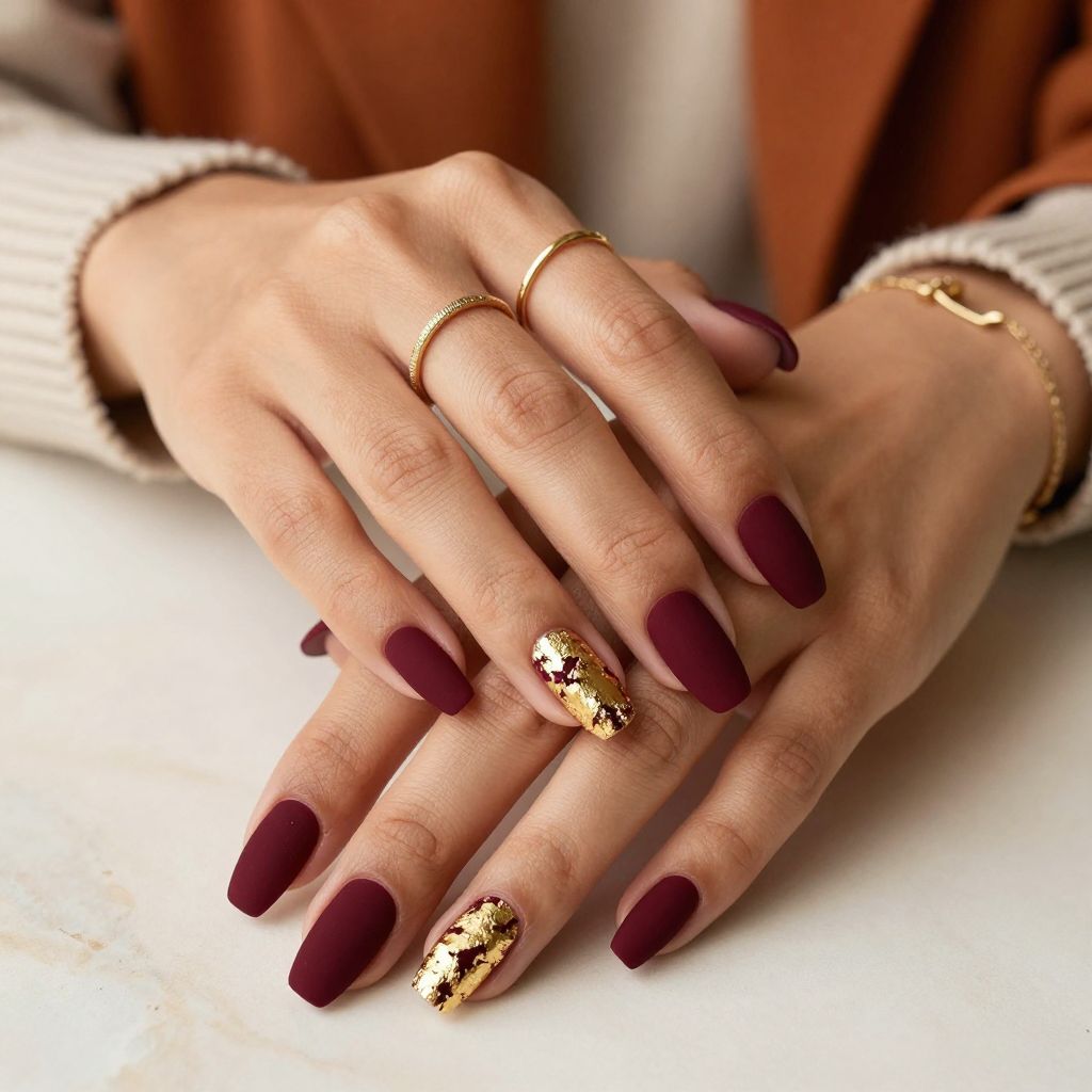 Burgundy Velvet with Gold Foil Accents
