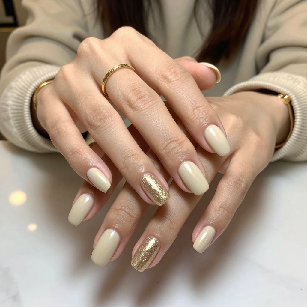 Creamy Beige with Subtle Glitter
