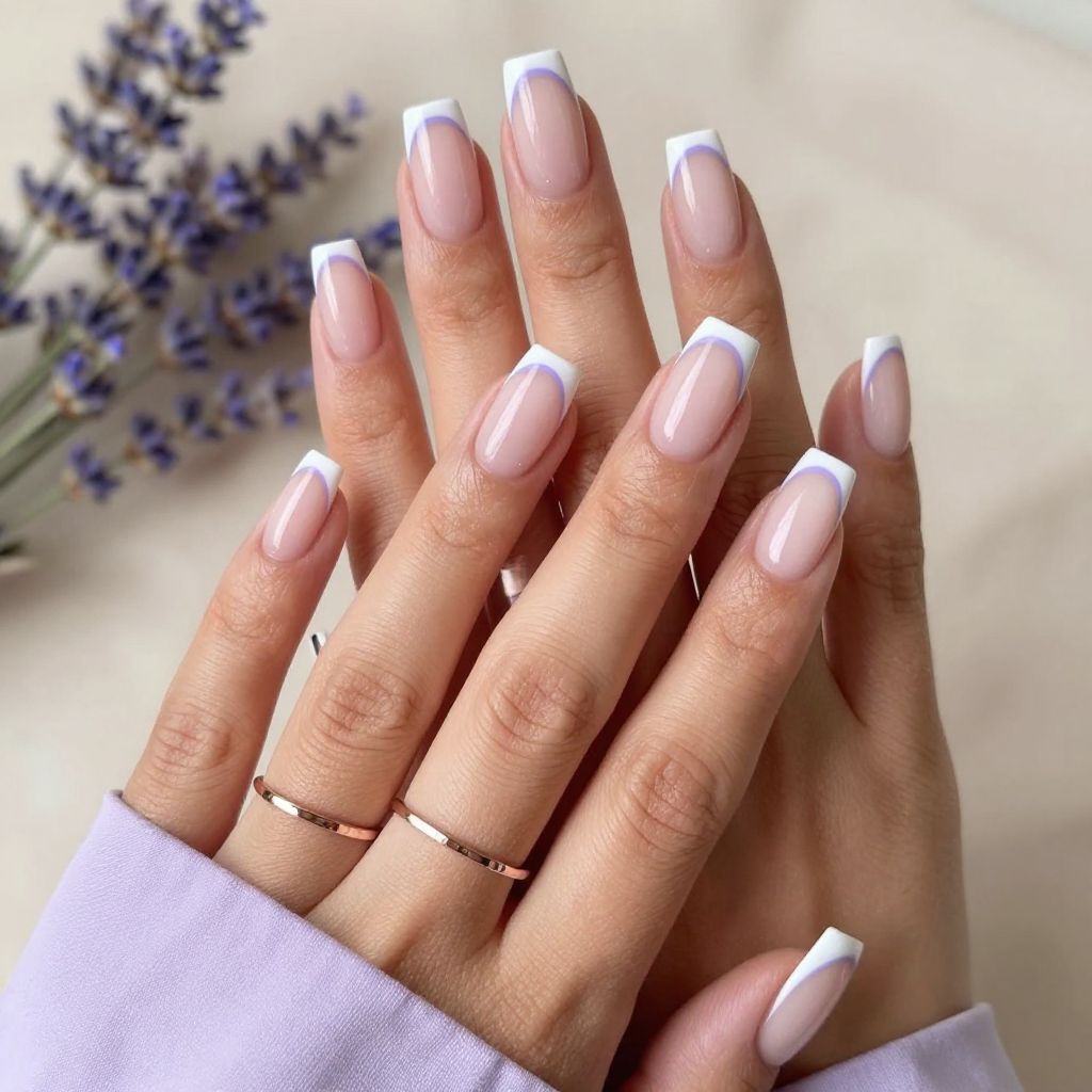 Classic French with a Twist of Lavender Nails