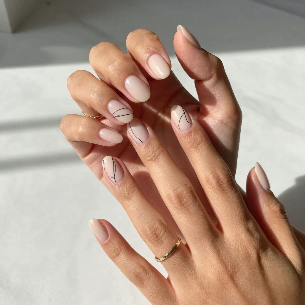Minimalist Line Art Nails