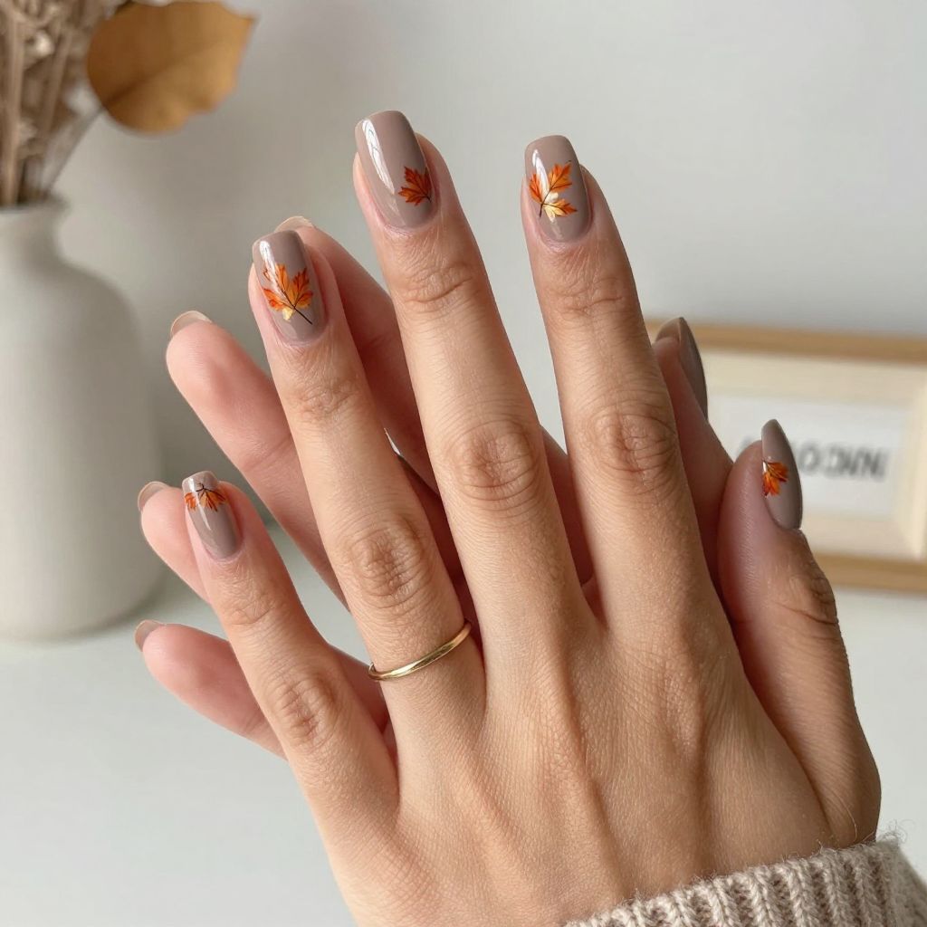 Soft Taupe with Leaf Decals
