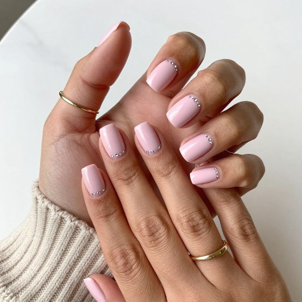 Baby Pink with Subtle Rhinestones