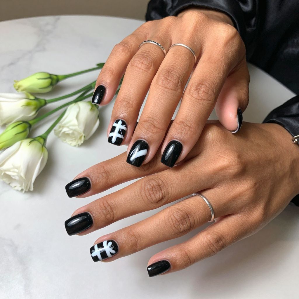 Black with White Strokes