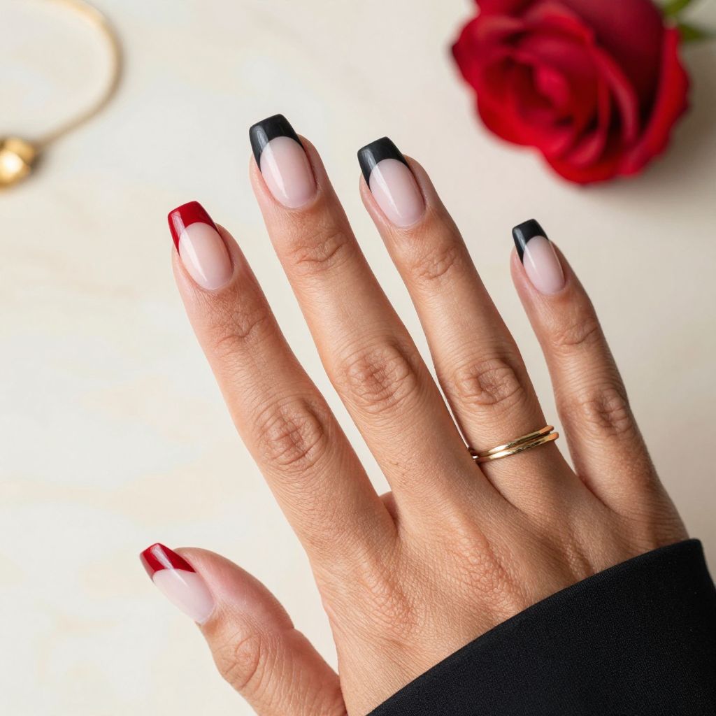 Classic Black Matte with Glossy Red Tips