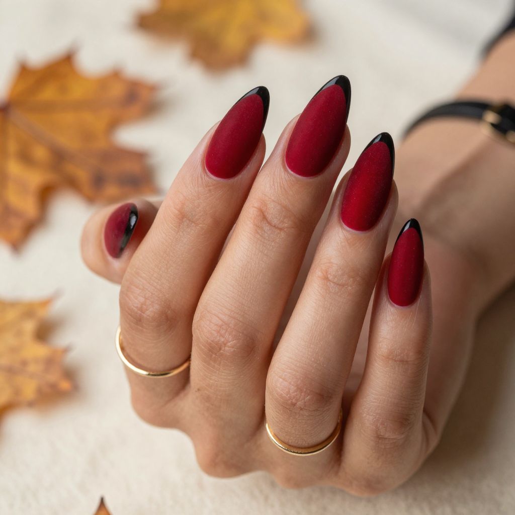Red Velvet Texture with Glossy Black Tips