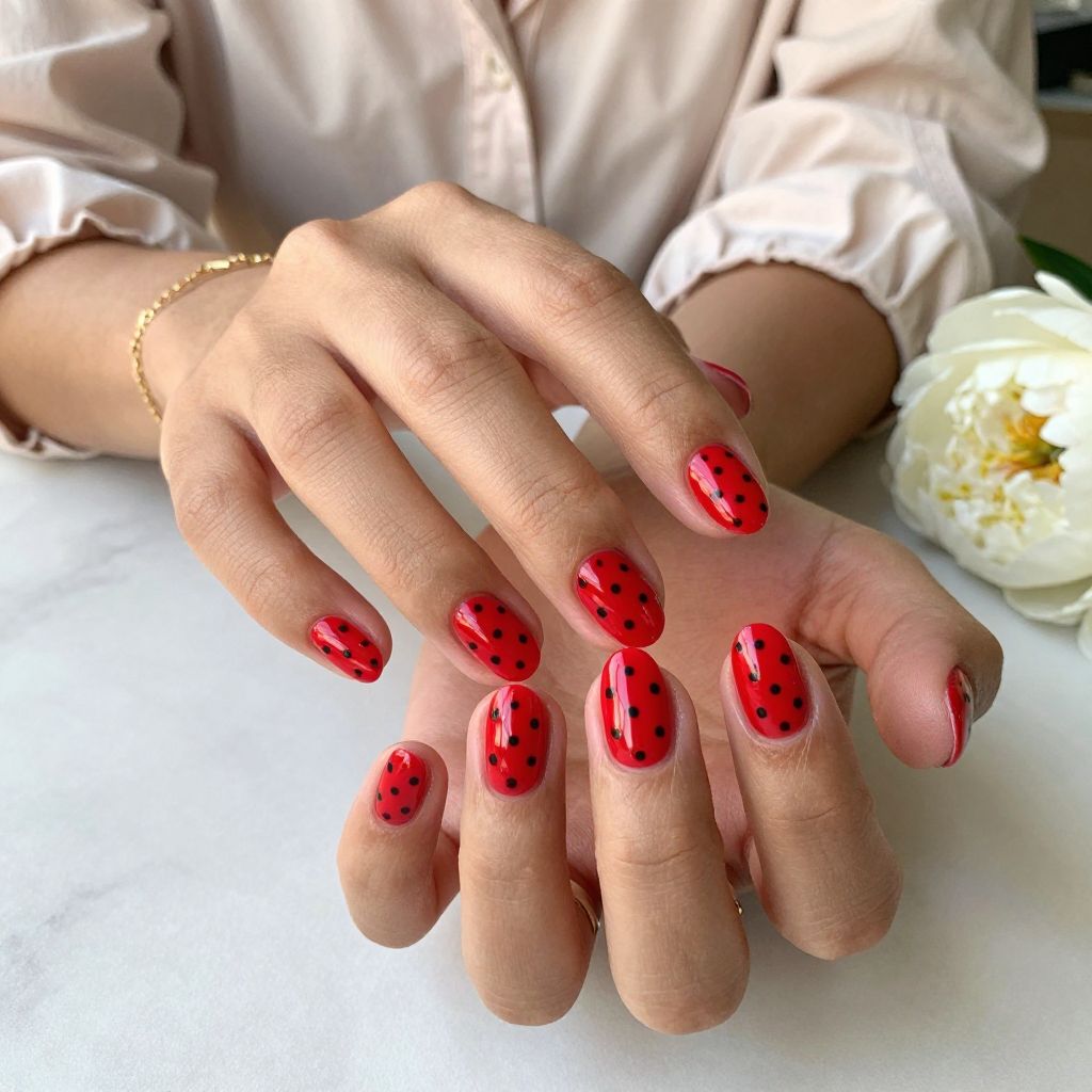 Red Base with Black Polka Dots
