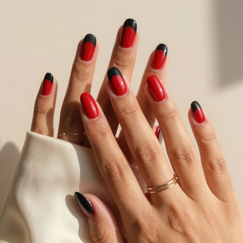 Glossy Red with Matte Black Half Moon