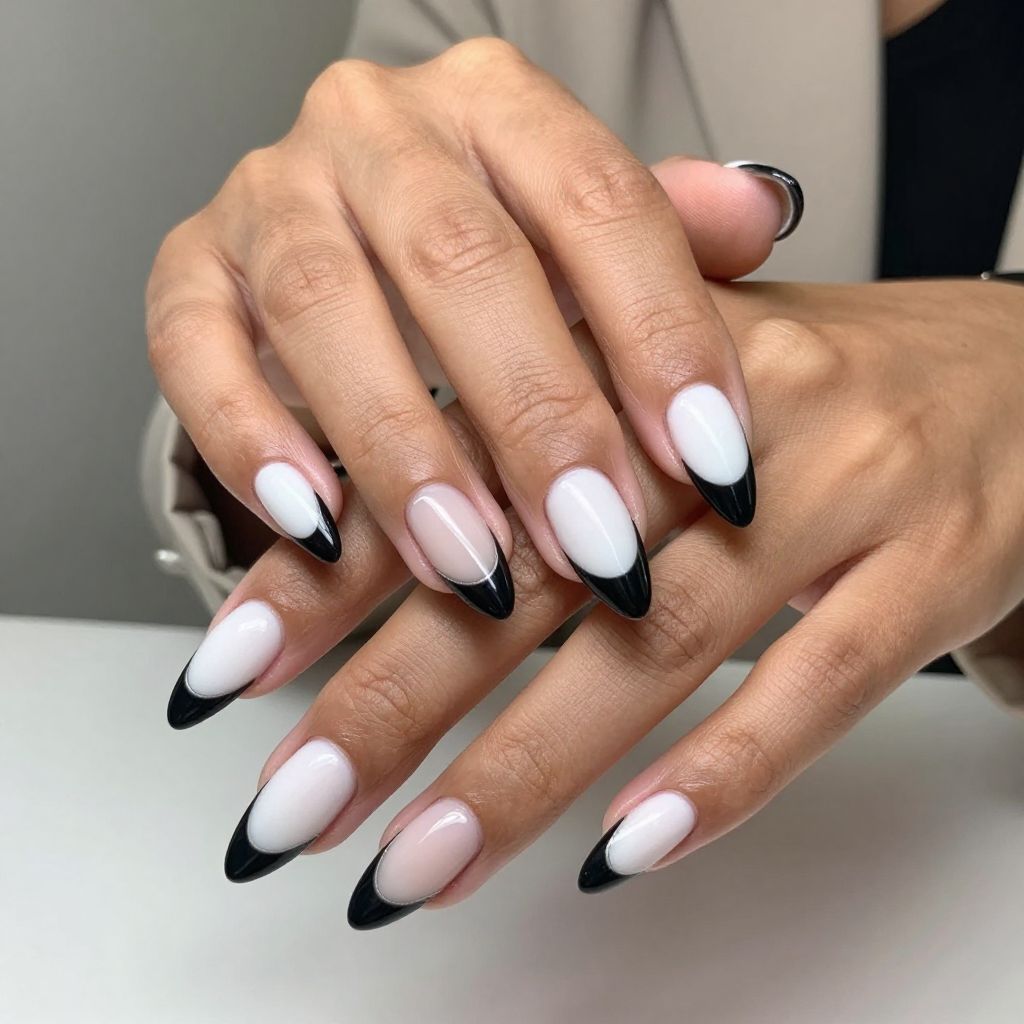 White Matte With Black Glossy Tips