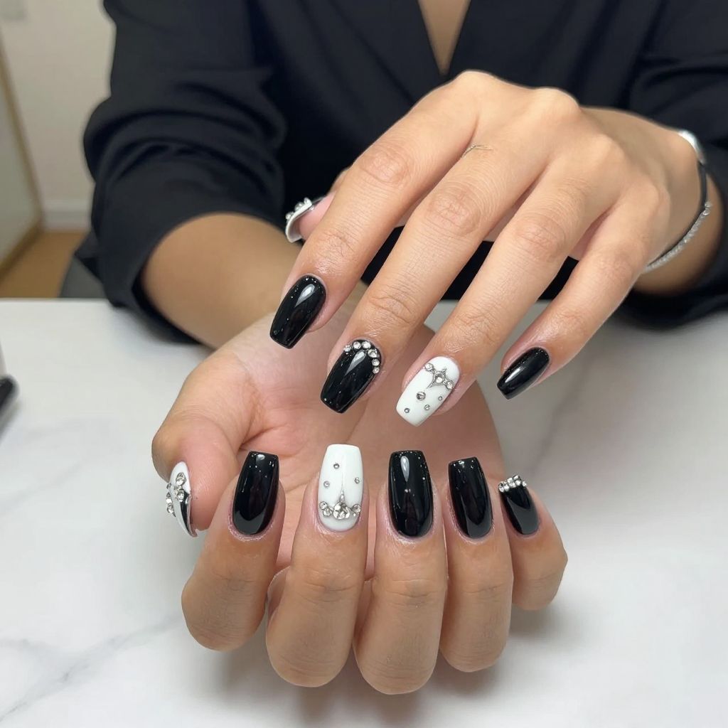Opulent Black and White Gems