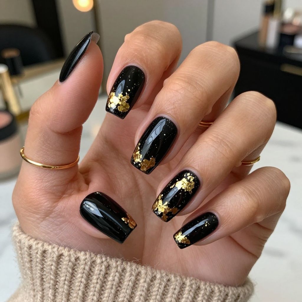 Glossy Black with Gold Foil Touches