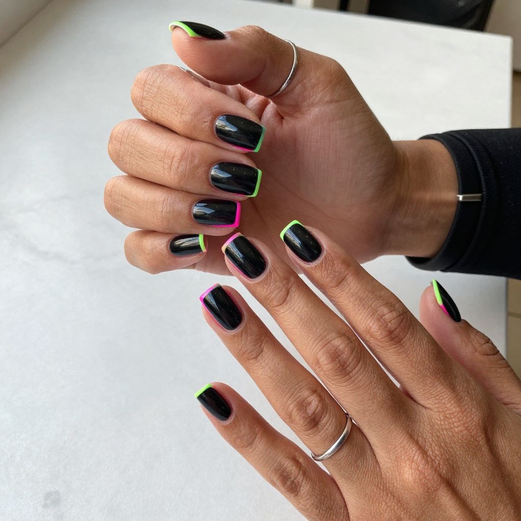 Edgy Black Cat Eye with Neon Outline