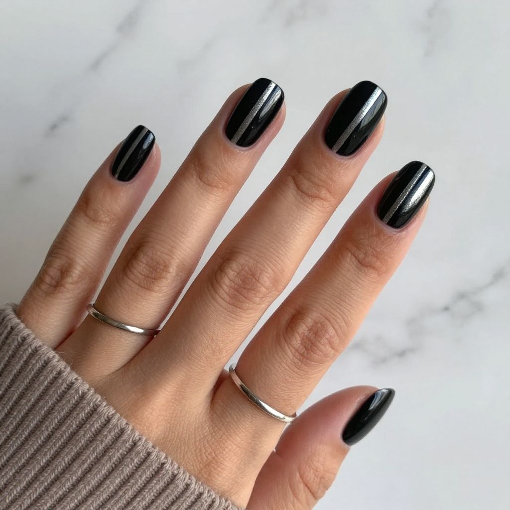 Square Tips with Cat Eye Stripes