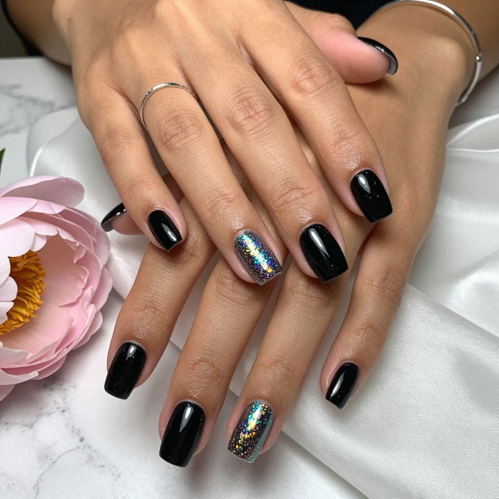 Iridescent Cat Eye Accent Nails