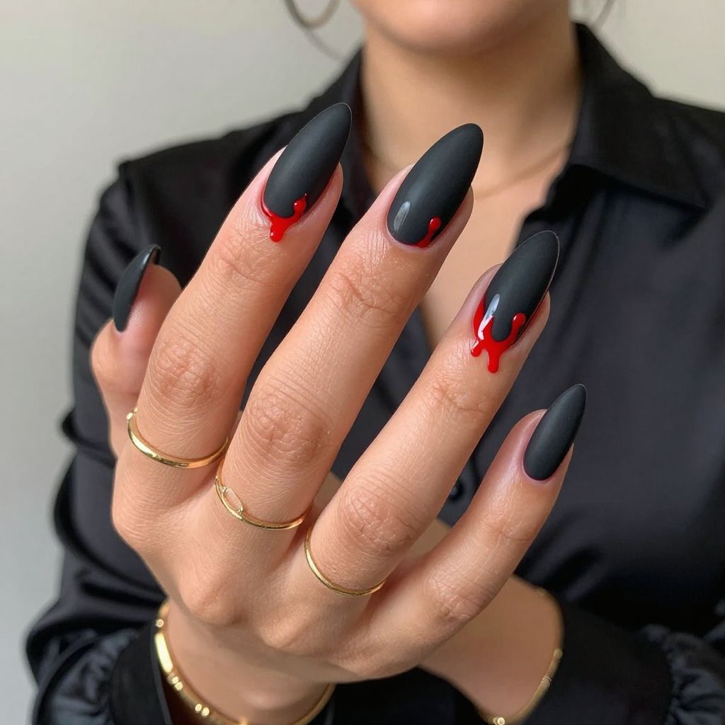 Black Matte with Blood Red Drips