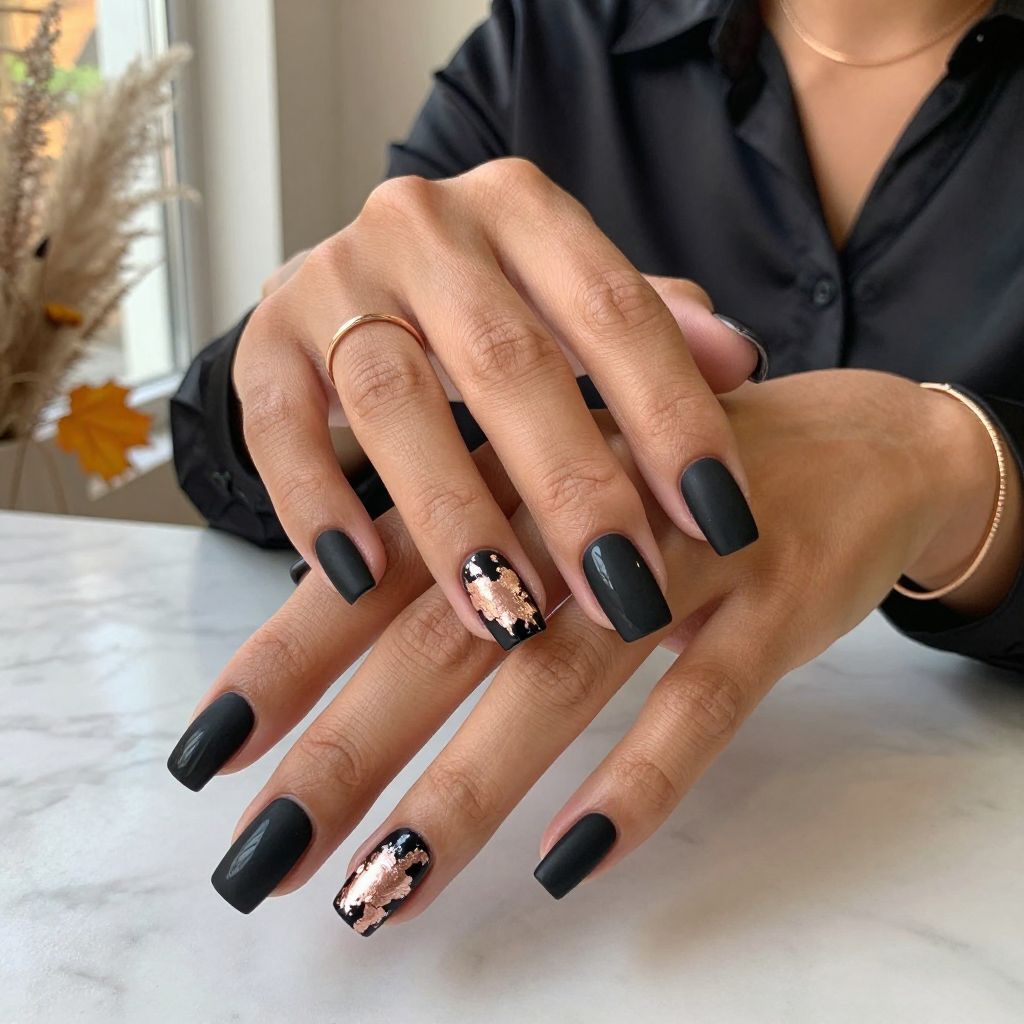 Jet Black with Rose Gold Foil Tips