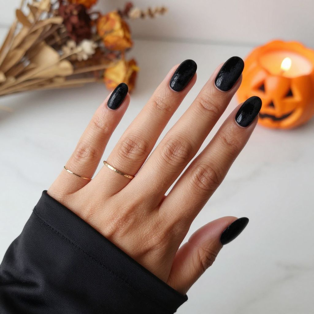 Textured Black Velvet Nails