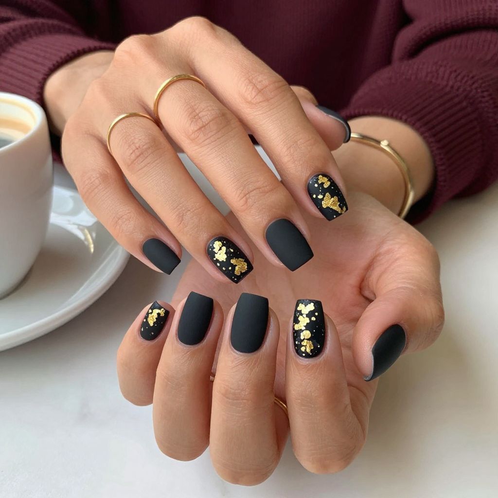 Matte Black with Gold Foil Flecks