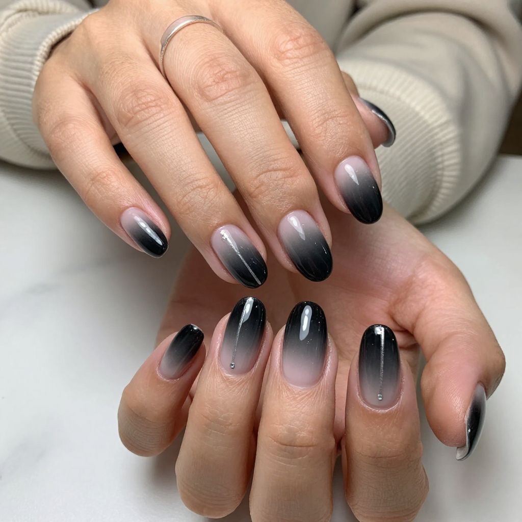 Minimal Black Ombre with Silver Striping