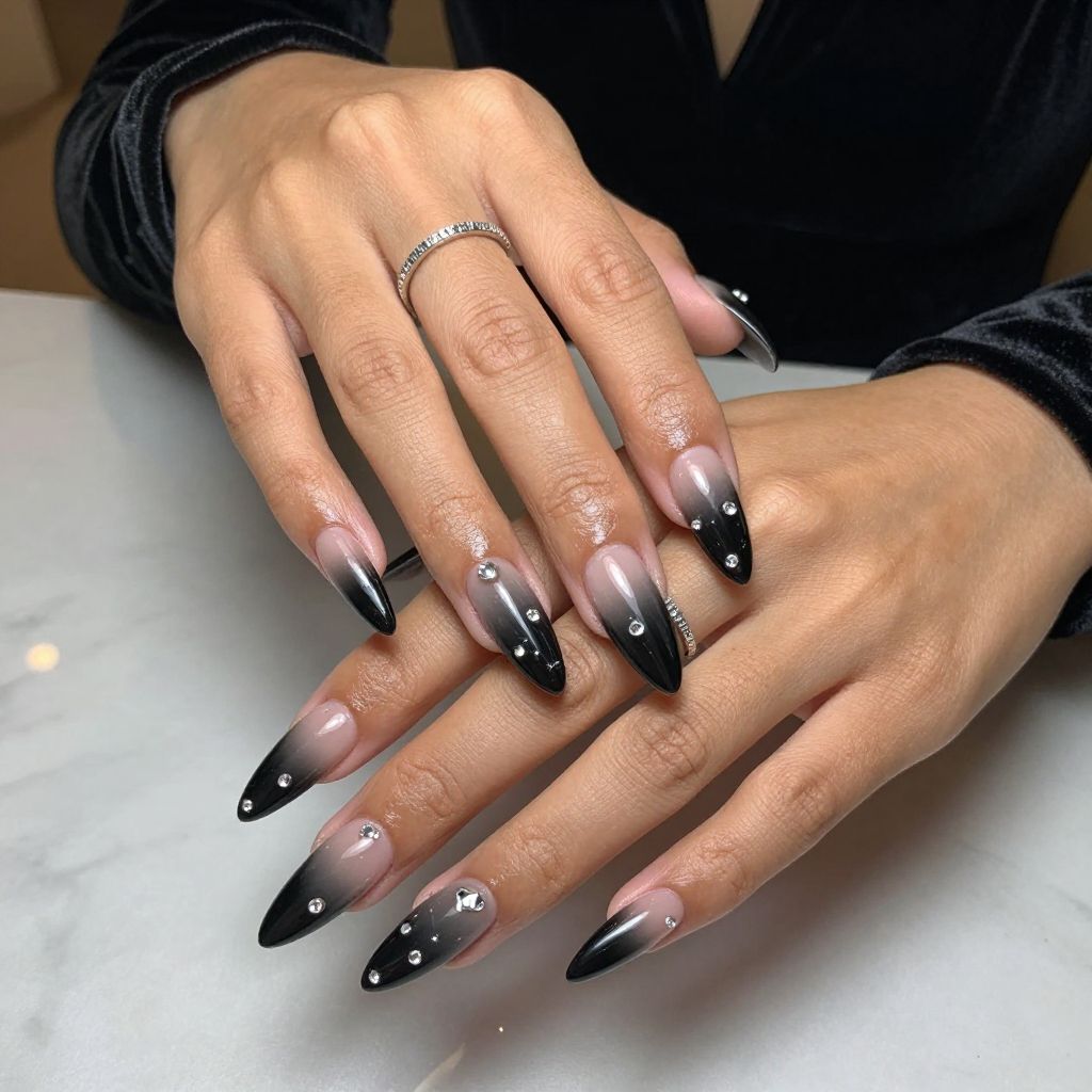 Gothic Glam with Rhinestone Ombre