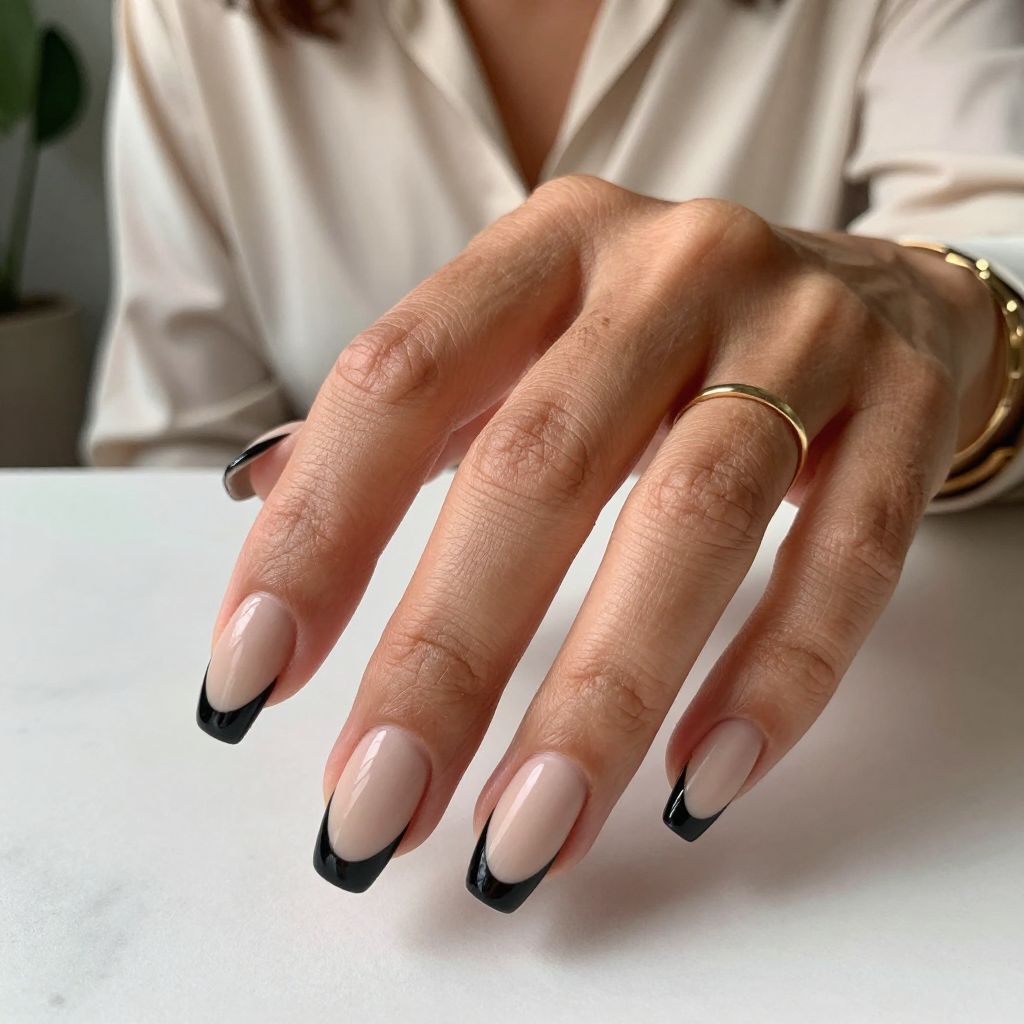 Glossy Black Tips with Matte Base