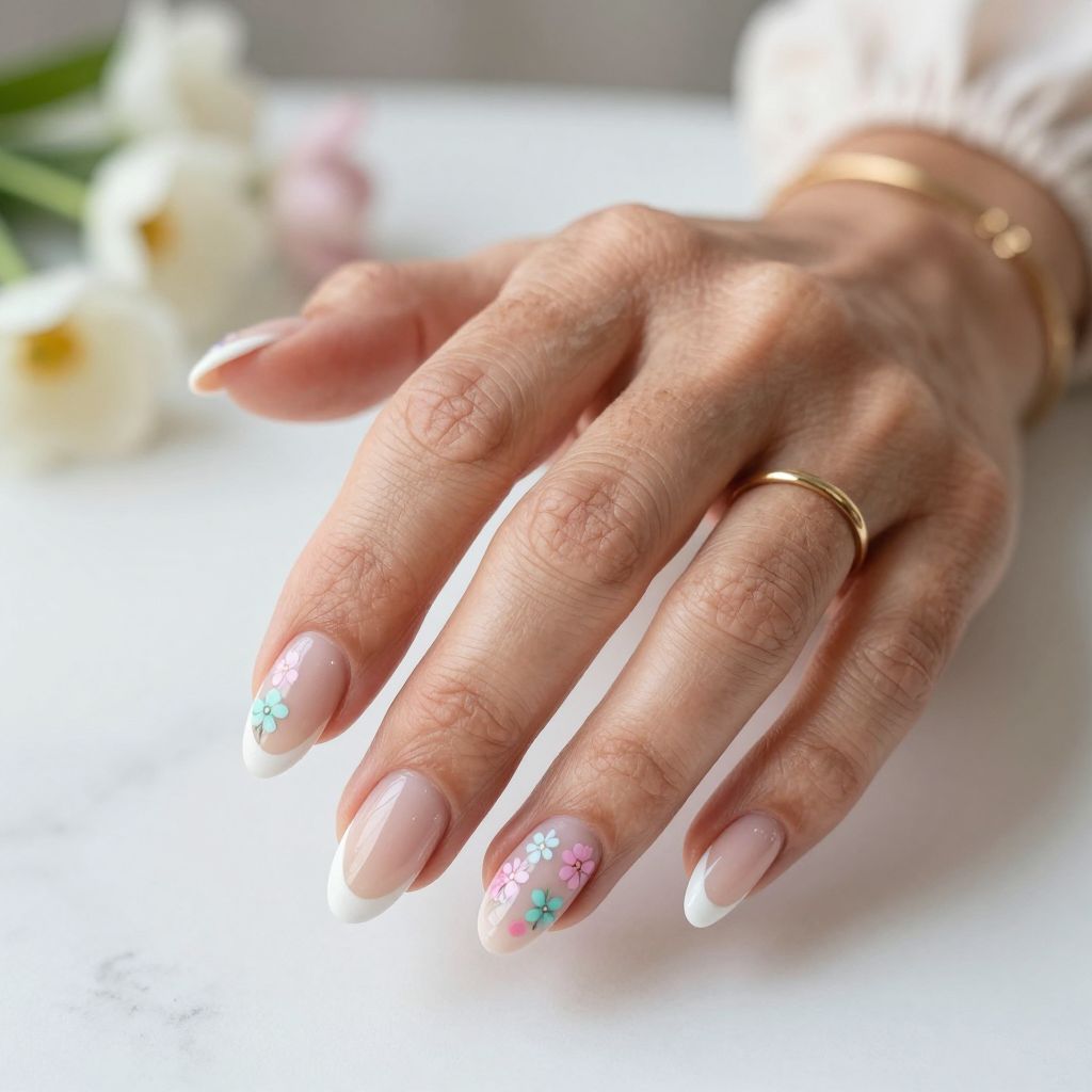 French Tip Floral Accent