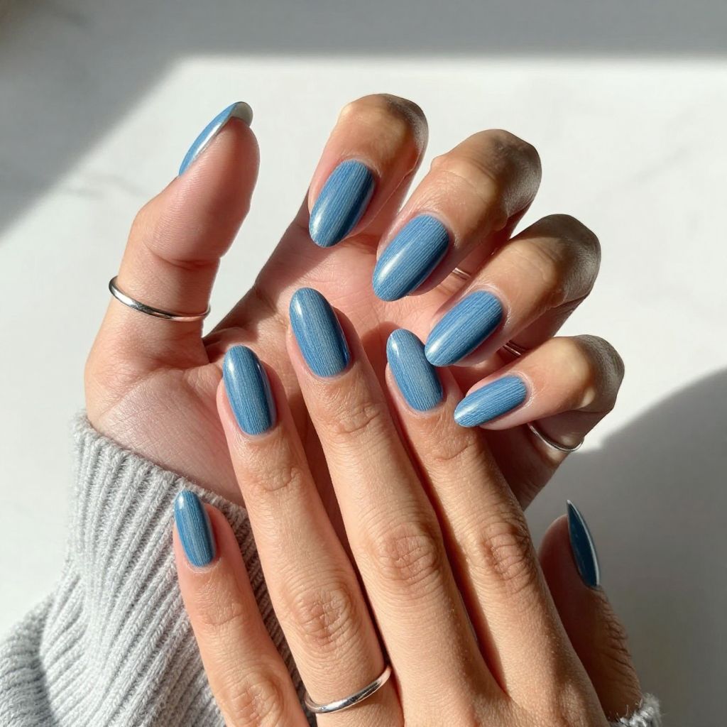 Light Denim Blue Chrome with Subtle Stripes